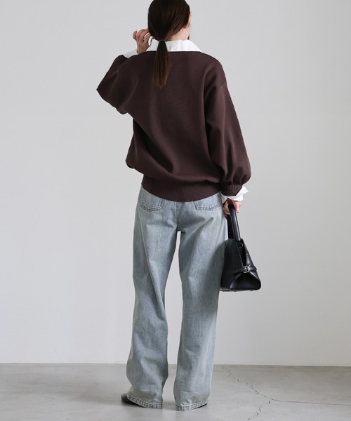 select MOCA(セレクトモカ)の「シャツカラードッキングニット(ニット/セーター・レディース・ブラウン/ブラック/チャコールグレー/アイボリー/ブラウン系その他・FREE)」の12枚目の写真