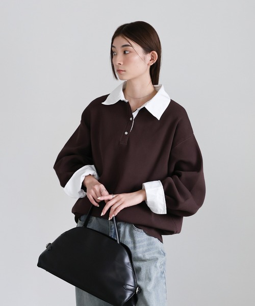 select MOCA(セレクトモカ)の「シャツカラードッキングニット(ニット/セーター・レディース・ブラウン/ブラック/チャコールグレー/アイボリー/ブラウン系その他・FREE)」の14枚目の写真