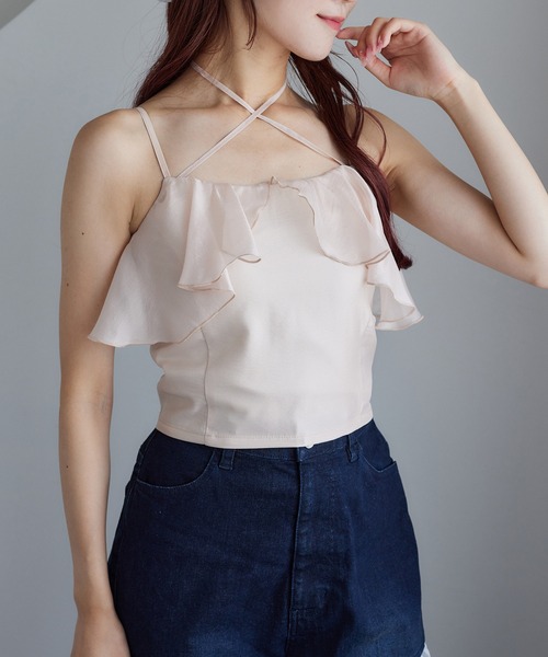 one after another NICE CLAUP(ワンアフターアナザーナイスクラップ)の「【再入荷】フリルキャミソール(キャミソール・レディース・サックスブルー/ドット/ピンク・FREE)」の2枚目の写真