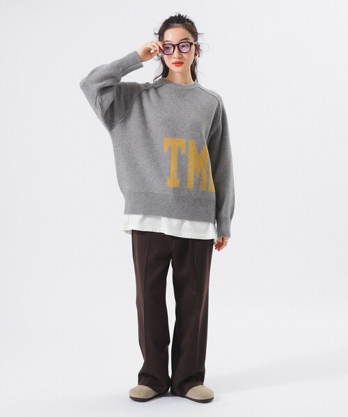 BEAMS BOY（ビームスボーイ）の「ビッグ ロゴ クルーネック ニット（ニット/セーター・レディース・グレー/ネイビー・ONE SIZE）」の12枚目の写真