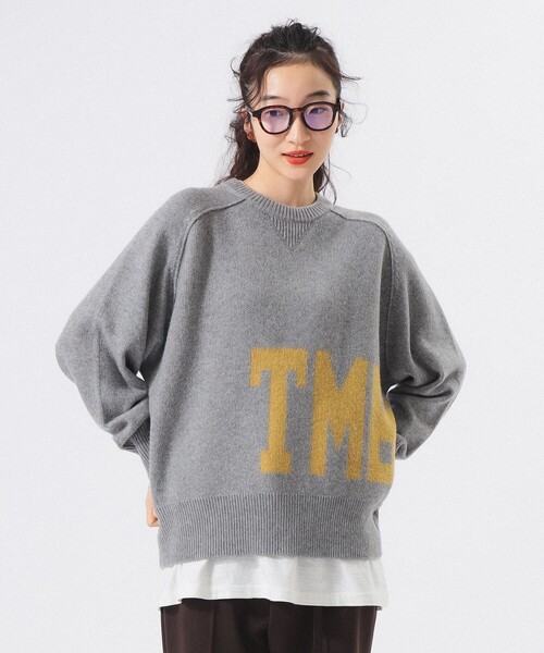 BEAMS BOY（ビームスボーイ）の「ビッグ ロゴ クルーネック ニット（ニット/セーター・レディース・グレー/ネイビー・ONE SIZE）」の15枚目の写真