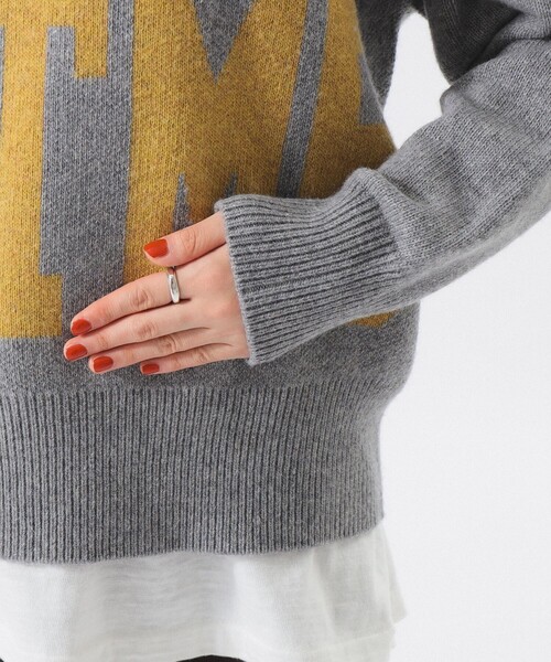BEAMS BOY（ビームスボーイ）の「ビッグ ロゴ クルーネック ニット（ニット/セーター・レディース・グレー/ネイビー・ONE SIZE）」の17枚目の写真