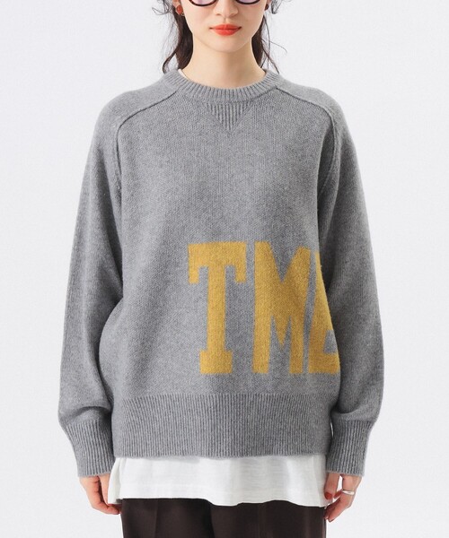 BEAMS BOY（ビームスボーイ）の「ビッグ ロゴ クルーネック ニット（ニット/セーター・レディース・グレー/ネイビー・ONE SIZE）」の18枚目の写真