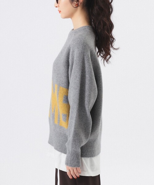BEAMS BOY（ビームスボーイ）の「ビッグ ロゴ クルーネック ニット（ニット/セーター・レディース・グレー/ネイビー・ONE SIZE）」の19枚目の写真