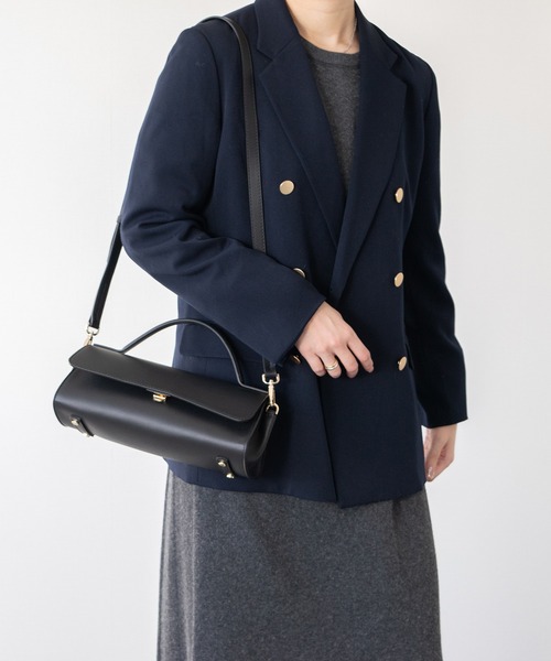 LORISTELLA（ロリステッラ）の「【LORISTELLA】レザーワイドフラップバッグ(Q56470)（ハンドバッグ・レディース・ダークブラウン/ブラック・ALL）」の11枚目の写真