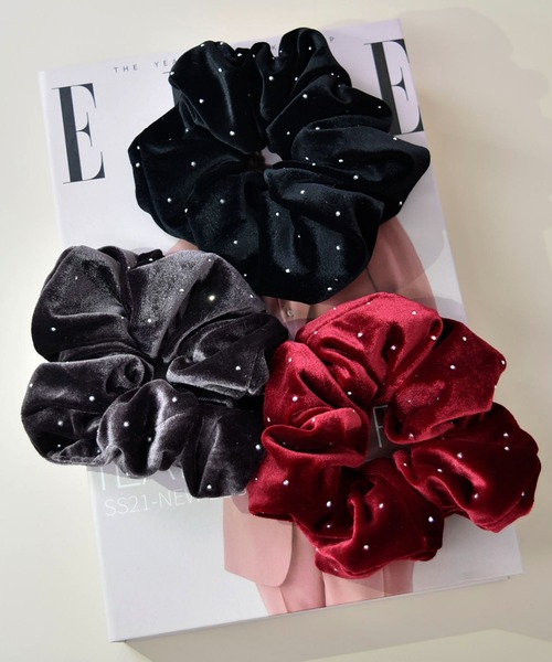 セール】【LA MUE】スタッズドットベロアシュシュ（シュシュ）｜LA MUe