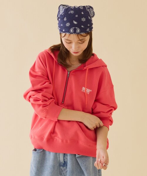 DISCUS（ディスカス）の「【DISCUS】裏毛ハーフジップパーカー（パーカー・レディース・レッド/グレー/ネイビー・LARGE/MEDIUM/SMALL）」の10枚目の写真