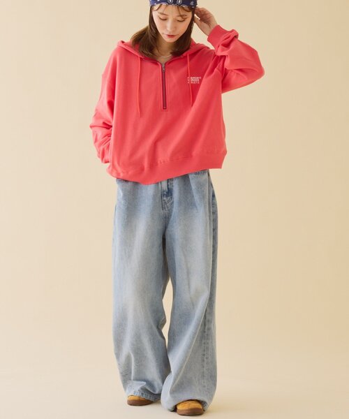 DISCUS（ディスカス）の「【DISCUS】裏毛ハーフジップパーカー（パーカー・レディース・レッド/グレー/ネイビー・LARGE/MEDIUM/SMALL）」の6枚目の写真