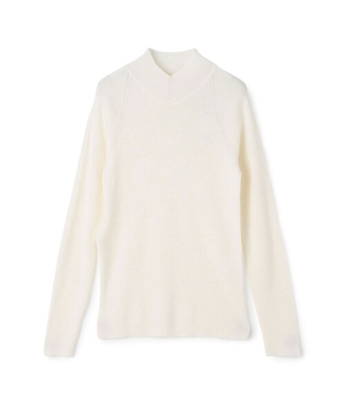 DES PRES ホワイト Vネックニット ウーステッドウールファインリブ Vネックプルオーバー（ニット