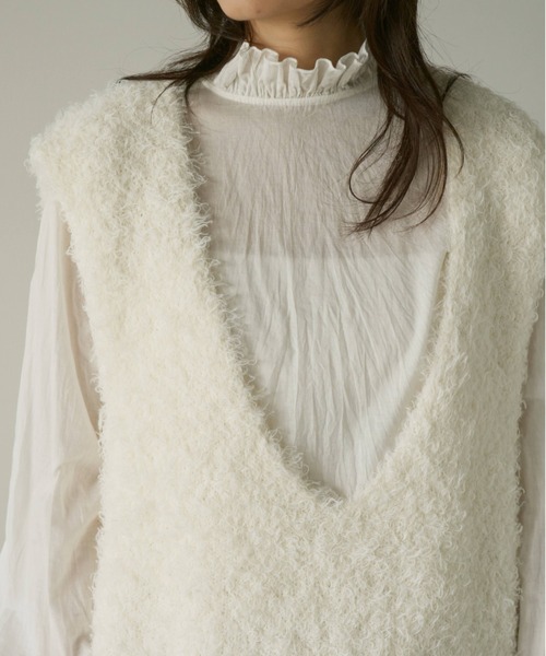 Libra Cue（リブラ キュー）の「Vネックニットジレ（ベスト・レディース・アイボリー・FREE）」の9枚目の写真