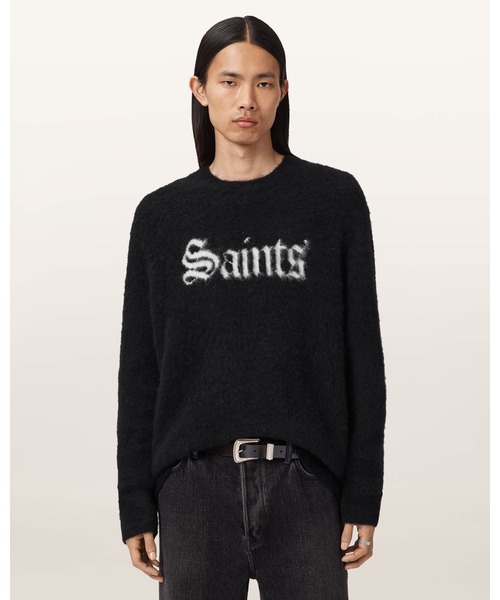 ALLSAINTS(オールセインツ)の「SAINTS WOOL BLEND JUMPER| SAINTS ウール ブレンド ニット・セーター(ニット/セーター・メンズ・ブラック×ホワイト・M/L/XS/S)」の1枚目の写真