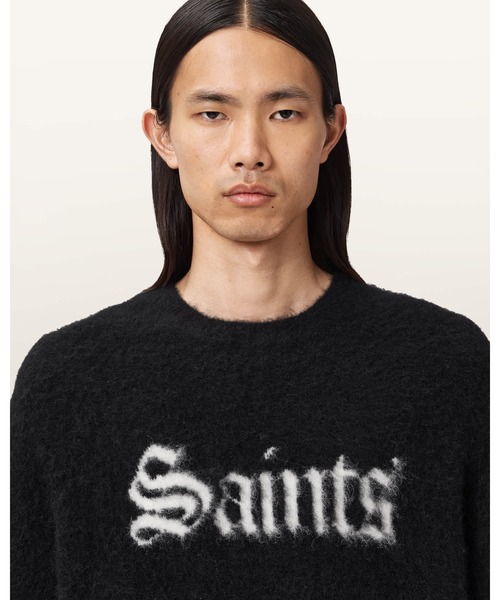 ALLSAINTS(オールセインツ)の「SAINTS WOOL BLEND JUMPER| SAINTS ウール ブレンド ニット・セーター(ニット/セーター・メンズ・ブラック×ホワイト・M/L/XS/S)」の4枚目の写真