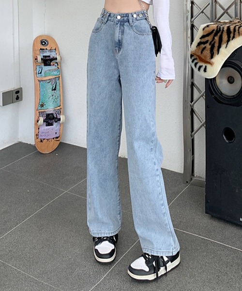 by LEGNA（バイレグナ）の「【ウエスト調整できる】デニムパンツ（デニムパンツ・レディース・ライトブルー/ブルー/ブラック系・X-LARGE/LARGE/MEDIUM）」の8枚目の写真