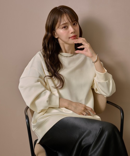 LAULEN(ローレン)の「oversize sweat pullover /クルーネックオーバーサイズスウェット長袖プルオーバー(スウェット・レディース・アイボリー/ブラック・FREE)」の7枚目の写真