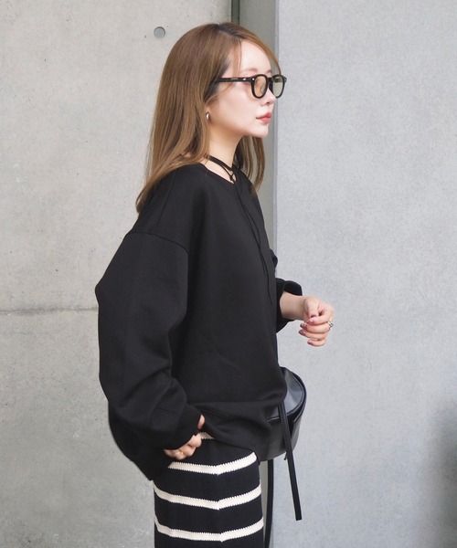 LAULEN(ローレン)の「oversize sweat pullover /クルーネックオーバーサイズスウェット長袖プルオーバー(スウェット・レディース・アイボリー/ブラック・FREE)」の18枚目の写真