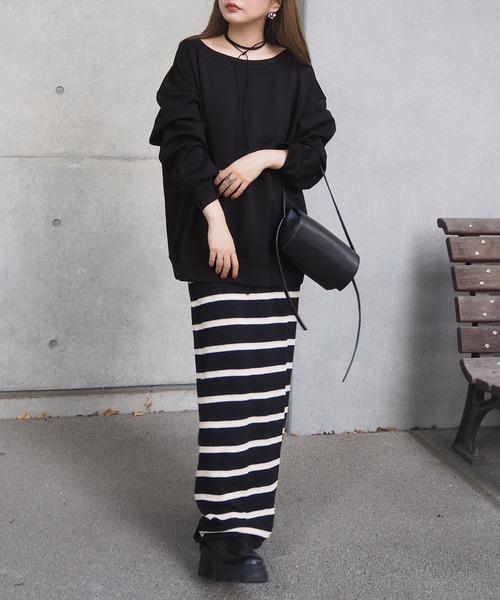 LAULEN(ローレン)の「oversize sweat pullover /クルーネックオーバーサイズスウェット長袖プルオーバー(スウェット・レディース・アイボリー/ブラック・FREE)」の19枚目の写真