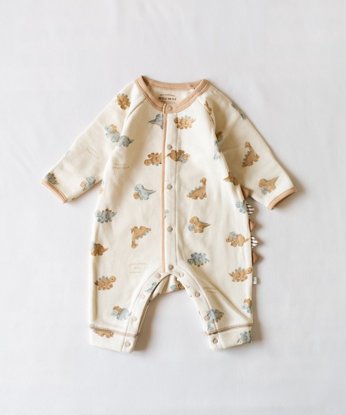 mocmof（モクモフ）の「恐竜柄 ロンパース（ロンパース・キッズ・アイボリー/グレー/グリーン系その他5・60cm/70cm/80ｃｍ）」の2枚目の写真