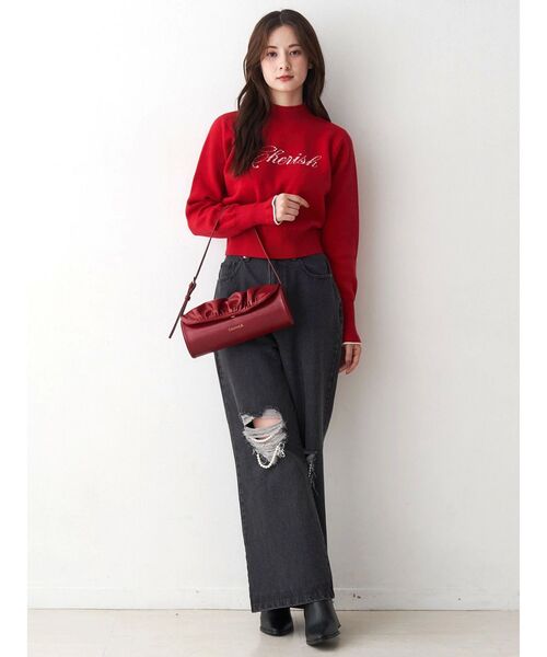 CALNAMUR（カルナムール）の「ギャザーデザイン筒形バック（ハンドバッグ・レディース・ライトイエロー/レッド・FREE）」の17枚目の写真