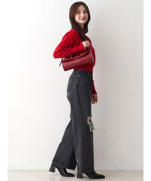 CALNAMUR（カルナムール）の「ギャザーデザイン筒形バック（ハンドバッグ・レディース・ライトイエロー/レッド・FREE）」の19枚目の写真