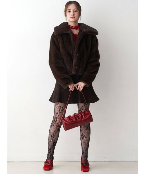 CALNAMUR（カルナムール）の「ギャザーデザイン筒形バック（ハンドバッグ・レディース・ライトイエロー/レッド・FREE）」の20枚目の写真