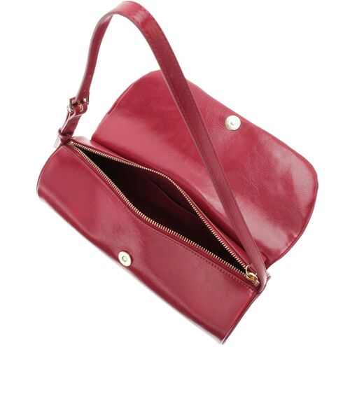 CALNAMUR（カルナムール）の「ギャザーデザイン筒形バック（ハンドバッグ・レディース・ライトイエロー/レッド・FREE）」の4枚目の写真