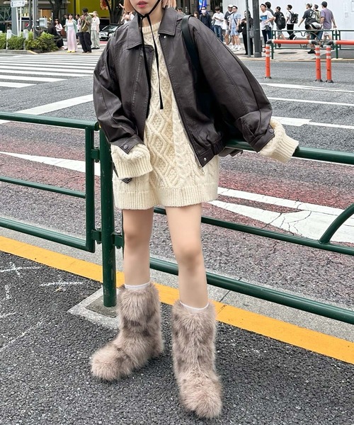 Alley Tokyo(アリートーキョー)の「エコレザーBIGブルゾン(ブルゾン・レディース・ブラウン/ブラック・FREE)」の9枚目の写真