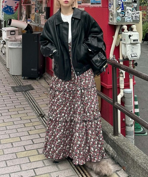 Alley Tokyo(アリートーキョー)の「エコレザーBIGブルゾン(ブルゾン・レディース・ブラウン/ブラック・FREE)」の6枚目の写真