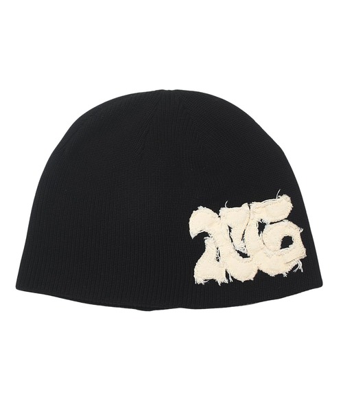 X-girl（エックスガール）の「DISTRESSED LOGO PATCH BEANIE（ニット