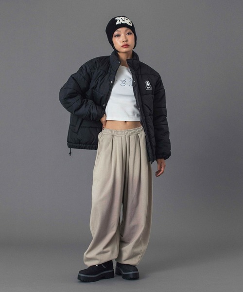 X-girl（エックスガール）の「DISTRESSED LOGO PATCH BEANIE（ニットキャップ/ビーニー・レディース・ブラック/オリーブ/ベージュ・ONE SIZE）」の9枚目の写真