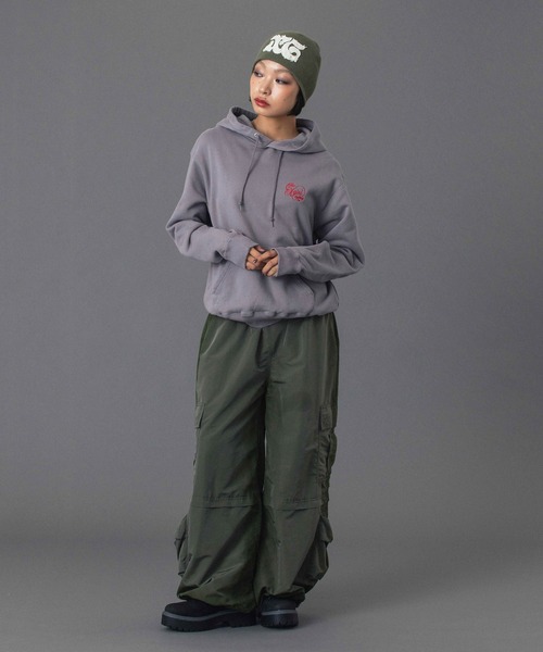 X-girl（エックスガール）の「DISTRESSED LOGO PATCH BEANIE（ニットキャップ/ビーニー・レディース・ブラック/オリーブ/ベージュ・ONE SIZE）」の13枚目の写真