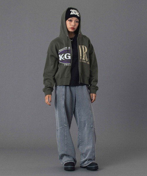 X-girl（エックスガール）の「DISTRESSED LOGO PATCH BEANIE（ニットキャップ/ビーニー・レディース・ブラック/オリーブ/ベージュ・ONE SIZE）」の16枚目の写真