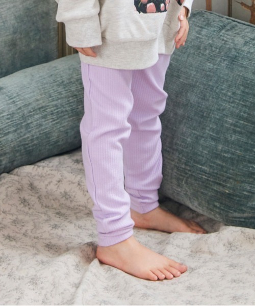 Fluffy BROTHERS（フラッフィーブラザーズ）の「もちもちリブレギンス（レギンス/スパッツ・キッズ・ラベンダー/アイボリー・80/90/100/110/120/130）」の2枚目の写真