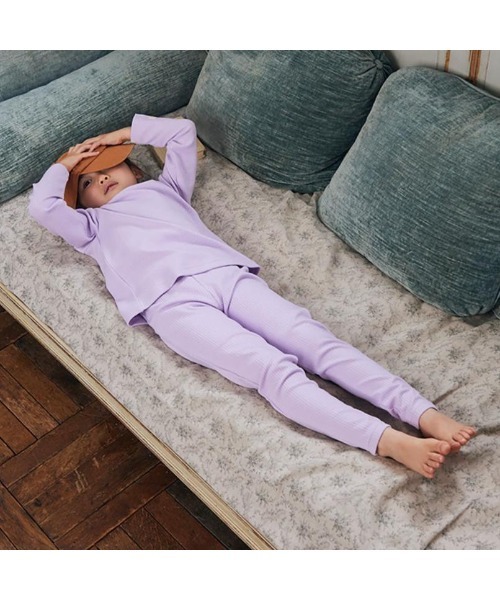 Fluffy BROTHERS（フラッフィーブラザーズ）の「もちもちリブレギンス（レギンス/スパッツ・キッズ・ラベンダー/アイボリー・80/90/100/110/120/130）」の12枚目の写真