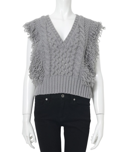 fifth(フィフス)の「フリンジニットベスト(ベスト・レディース・グレー/ブラック/ダークブラウン・M)」の14枚目の写真