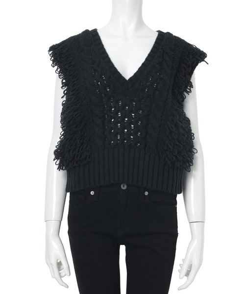 fifth(フィフス)の「フリンジニットベスト(ベスト・レディース・グレー/ブラック/ダークブラウン・M)」の15枚目の写真