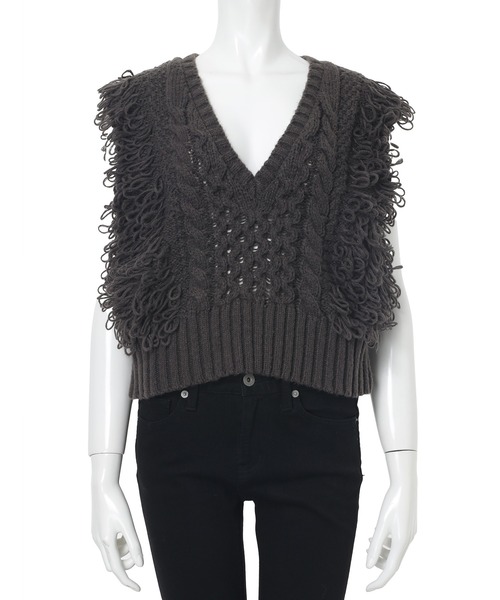 fifth(フィフス)の「フリンジニットベスト(ベスト・レディース・グレー/ブラック/ダークブラウン・M)」の16枚目の写真