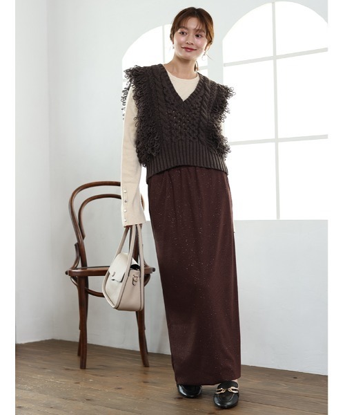 fifth(フィフス)の「フリンジニットベスト(ベスト・レディース・グレー/ブラック/ダークブラウン・M)」の7枚目の写真