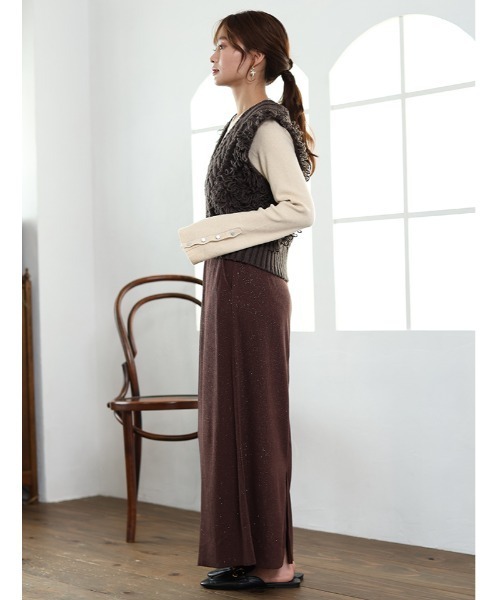 fifth(フィフス)の「フリンジニットベスト(ベスト・レディース・グレー/ブラック/ダークブラウン・M)」の8枚目の写真