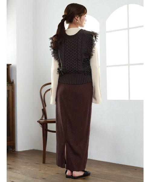 fifth(フィフス)の「フリンジニットベスト(ベスト・レディース・グレー/ブラック/ダークブラウン・M)」の9枚目の写真