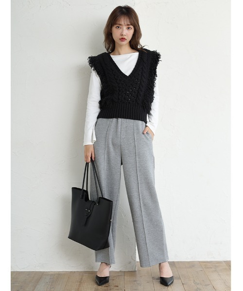 fifth(フィフス)の「フリンジニットベスト(ベスト・レディース・グレー/ブラック/ダークブラウン・M)」の12枚目の写真