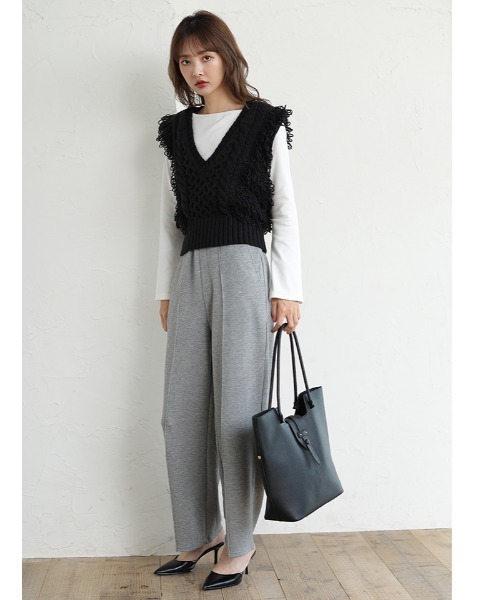 fifth(フィフス)の「フリンジニットベスト(ベスト・レディース・グレー/ブラック/ダークブラウン・M)」の13枚目の写真