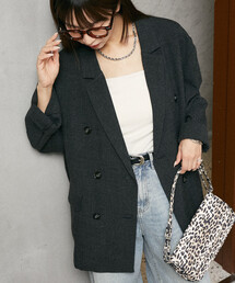 テーラードジャケット（ブラック/黒色系・ダブル）ファッション通販