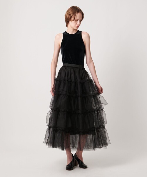 AEWEN MATOPH(イウエン マトフ)の「<AEWEN MATOPH>チュールフリル マキシスカート(スカート・レディース・ブラック・36/38)」の9枚目の写真