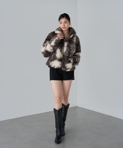 RAY CASSIN（レイカズン）の「ボアジップブルゾン（ブルゾン・レディース・ブラウン/アイボリー/ベージュ系その他2/ブラウン系その他2・FREE）」の9枚目の写真