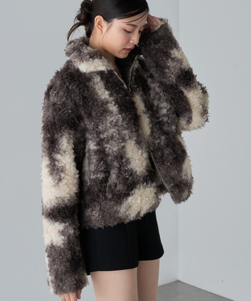 RAY CASSIN（レイカズン）の「ボアジップブルゾン（ブルゾン・レディース・ブラウン/アイボリー/ベージュ系その他2/ブラウン系その他2・FREE）」の7枚目の写真