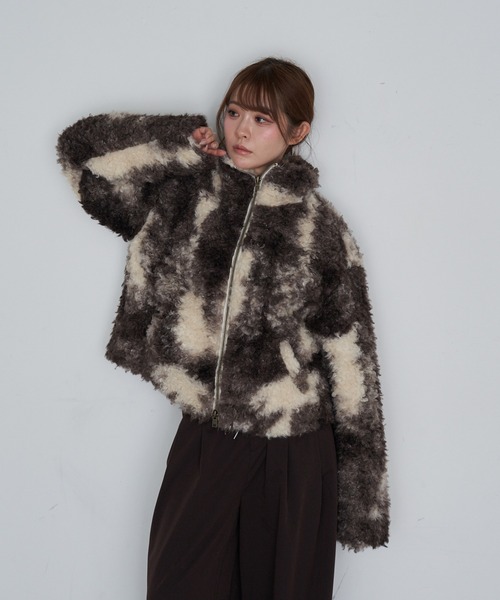 RAY CASSIN（レイカズン）の「ボアジップブルゾン（ブルゾン・レディース・ブラウン/アイボリー/ベージュ系その他2/ブラウン系その他2・FREE）」の13枚目の写真