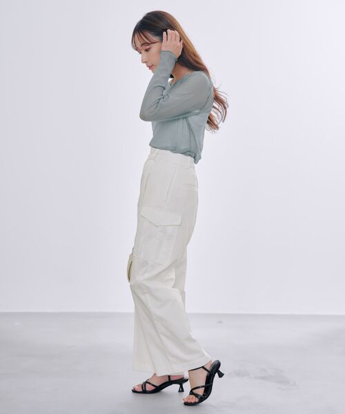 COHINA(コヒナ)の「ワイドストレートカーゴパンツ 【低身長・小柄女性】(カーゴパンツ・レディース・ネイビー/ホワイト/グリーン・XS-Short/S-Short/XS-Regular/S-Regular)」の20枚目の写真