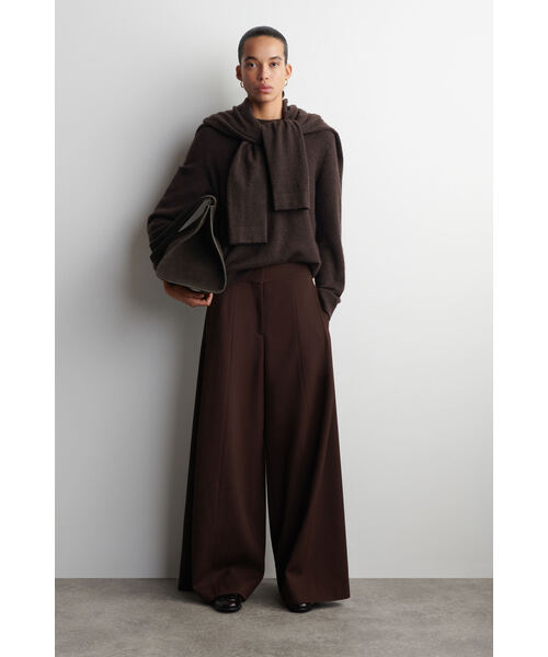 リラックスウールブレンドワイドレッグパンツ（スラックス）｜COS