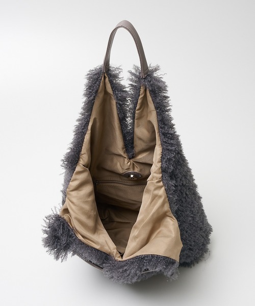 collex（コレックス）の「【WEB限定】Vラインフェイクファートートバッグ（トートバッグ・レディース・ブラウン/ライトグレー/チャコールグレー・フリー）」の6枚目の写真