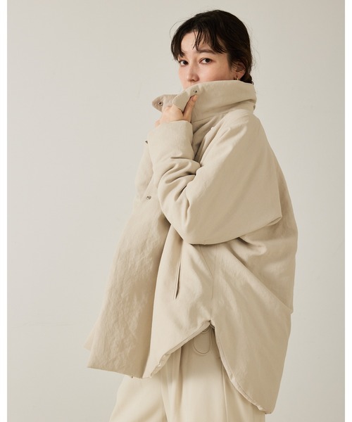 qualite（カリテ）の「最終在庫入荷！在庫あるのみ【冬のマストダウン】タスランポリミドルダウン//冬服/オフィスカジュアル/モンスターパーカー（ダウンジャケット/コート・レディース・ブラック/ベージュ・38/34）」の2枚目の写真